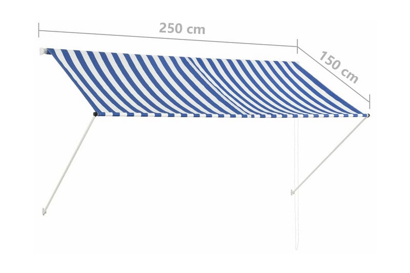 Sisäänkelattava markiisi 250x150 cm sininen ja valkoinen - Monivärinen - Puutarhakalusteet - Aurinkosuoja - Markiisi