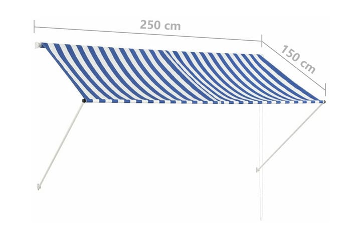 Sisäänkelattava markiisi 250x150 cm sininen ja valkoinen - Monivärinen - Markiisi
 - Ikkunamarkiisi - Ikkunatarvikkeet