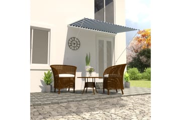 Sisäänkelattava markiisi 250x150 cm sininen ja valkoinen - Monivärinen - Puutarhakalusteet - Aurinkosuoja - Markiisi