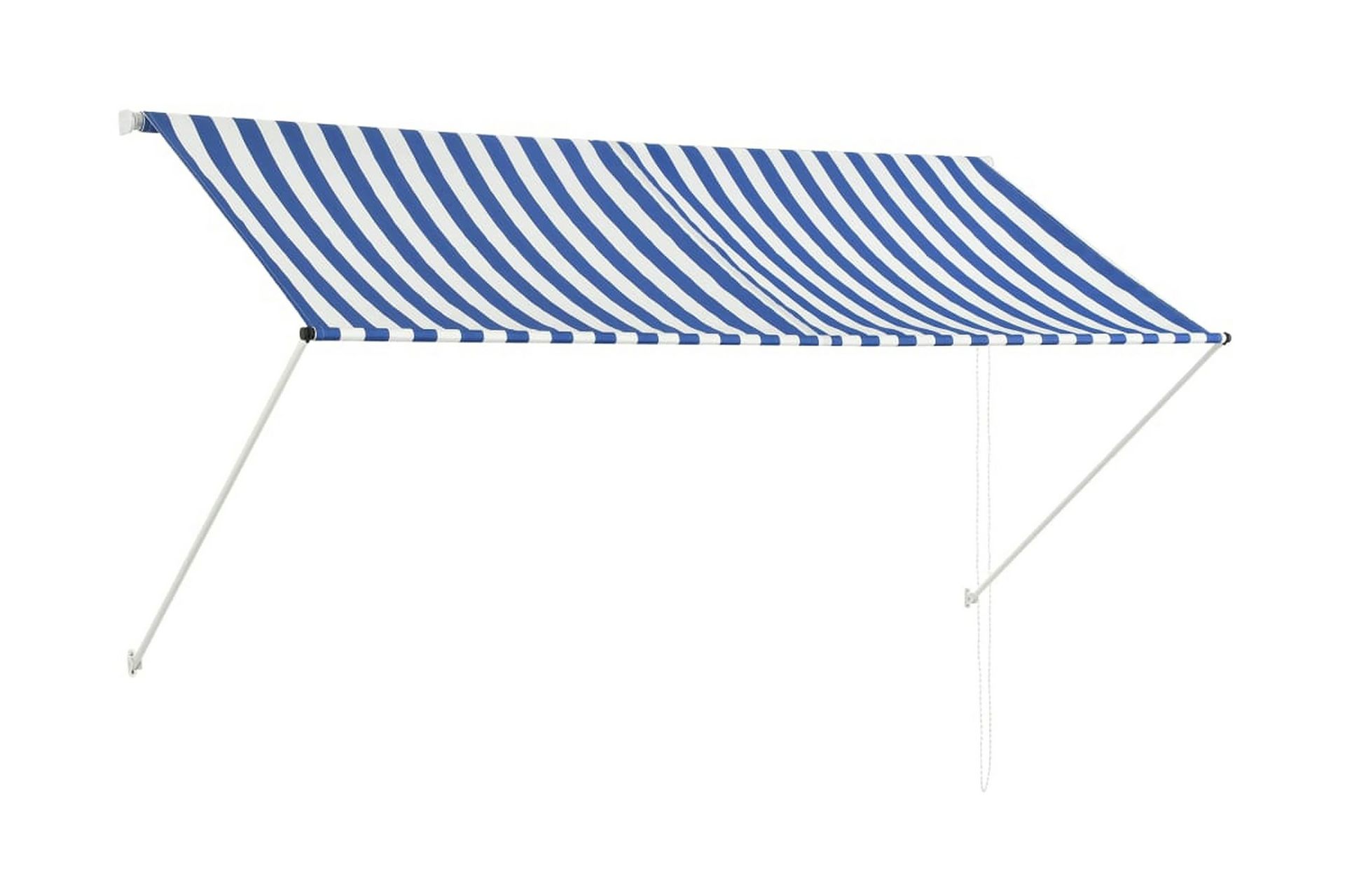 Sisäänkelattava markiisi 250x150 cm sininen ja valkoinen - Monivärinen - Puutarhakalusteet - Aurinkosuoja - Markiisi