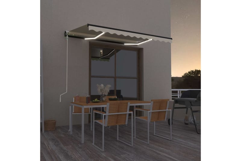 Sisäänkelattava markiisi LED ja tuulisensori 350x250cm kerma - Puutarhakalusteet - Aurinkosuoja - Markiisi
 - Terassimarkiisi