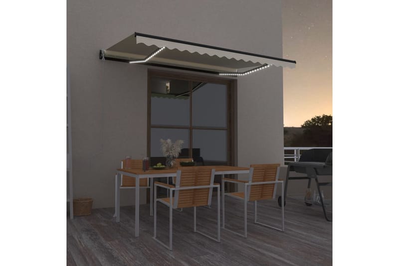 Sisäänkelattava markiisi LED ja tuulisensori 450x300cm kerma - Puutarhakalusteet - Aurinkosuoja - Markiisi
 - Terassimarkiisi