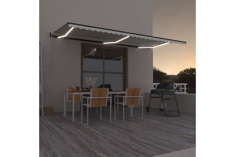 Sisäänkelattava markiisi LED ja tuulisensori 600x350cm kerma - Puutarhakalusteet - Aurinkosuoja - Markiisi
 - Terassimarkiisi