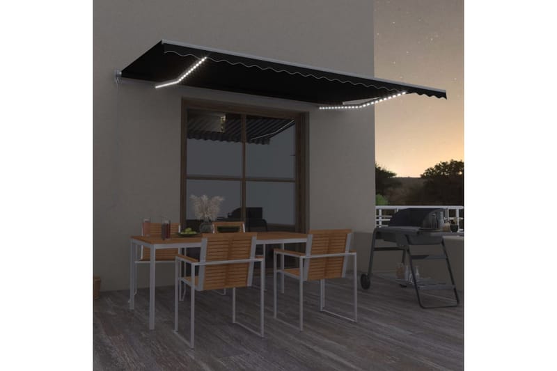 Sisäänkelattava markiisi LED-valo 500x350 cm antrasiitti - Puutarhakalusteet - Aurinkosuoja - Markiisi
 - Terassimarkiisi