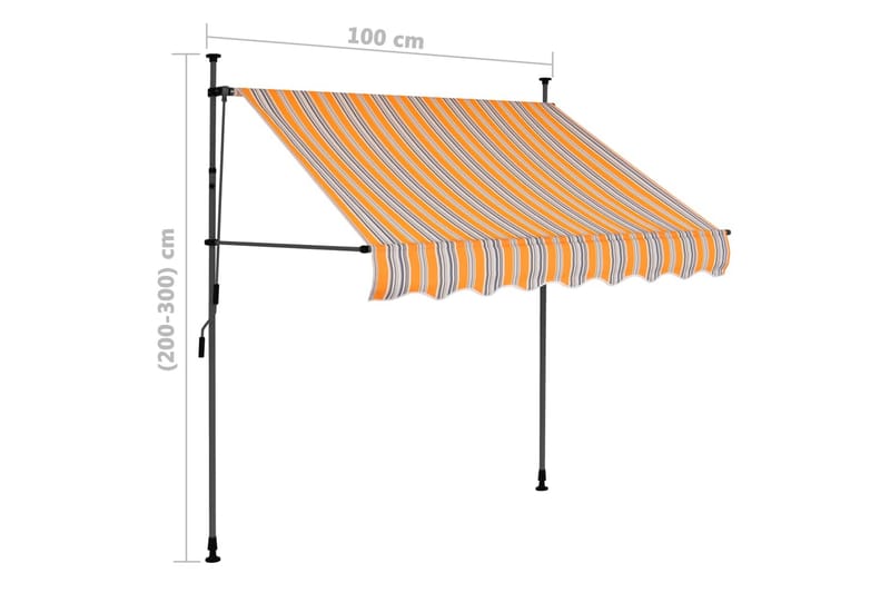 Sisäänkelattava markiisi LEDillä 100 cm keltainen ja sininen - Monivärinen - Puutarhakalusteet - Aurinkosuoja - Markiisi