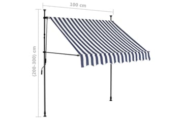 Sisäänkelattava markiisi LEDillä 100 cm sininen ja valkoinen - Monivärinen - Puutarhakalusteet - Aurinkosuoja - Markiisi