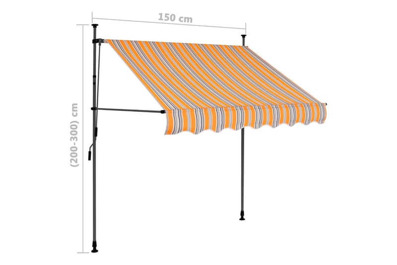Sisäänkelattava markiisi LEDillä 150 cm keltainen ja sininen - Monivärinen - Puutarhakalusteet - Aurinkosuoja - Markiisi
