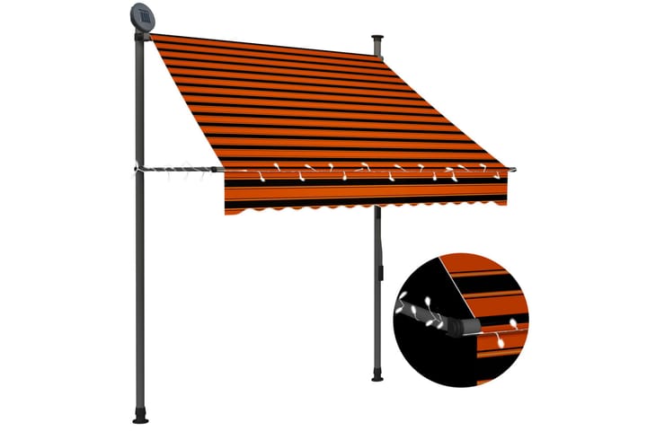 Sisäänkelattava markiisi LEDillä 150 cm oranssi ja ruskea - Monivärinen - Markiisi
 - Ikkunamarkiisi - Ikkunatarvikkeet