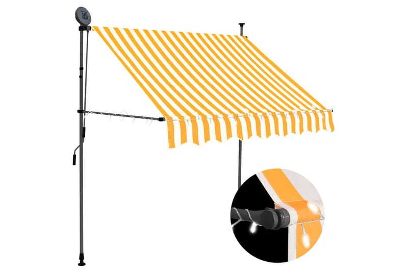 Sisäänkelattava markiisi LEDillä 150 cm valkoinen ja oranssi - Monivärinen - Puutarhakalusteet - Aurinkosuoja - Markiisi