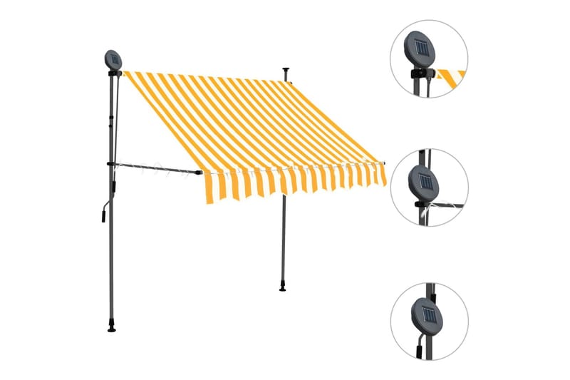 Sisäänkelattava markiisi LEDillä 150 cm valkoinen ja oranssi - Monivärinen - Puutarhakalusteet - Aurinkosuoja - Markiisi