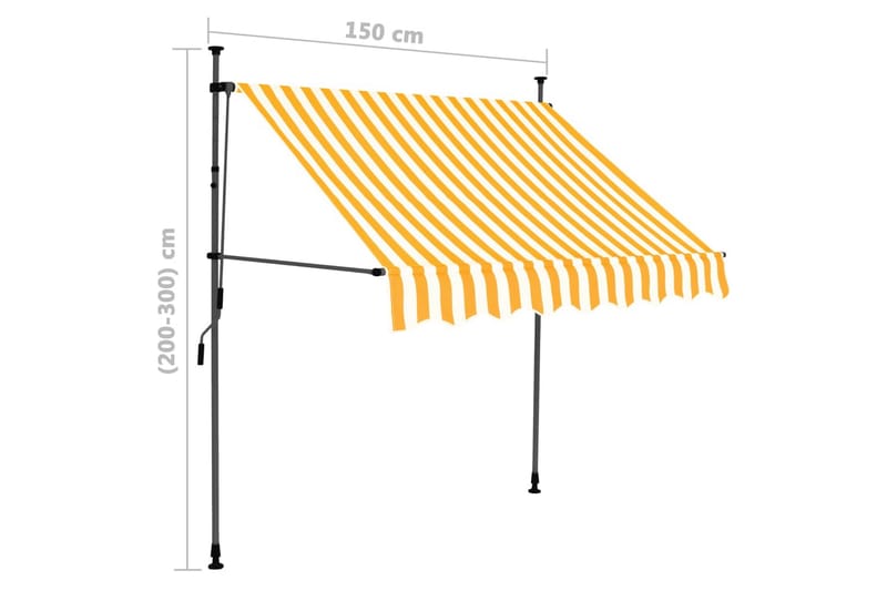 Sisäänkelattava markiisi LEDillä 150 cm valkoinen ja oranssi - Monivärinen - Puutarhakalusteet - Aurinkosuoja - Markiisi