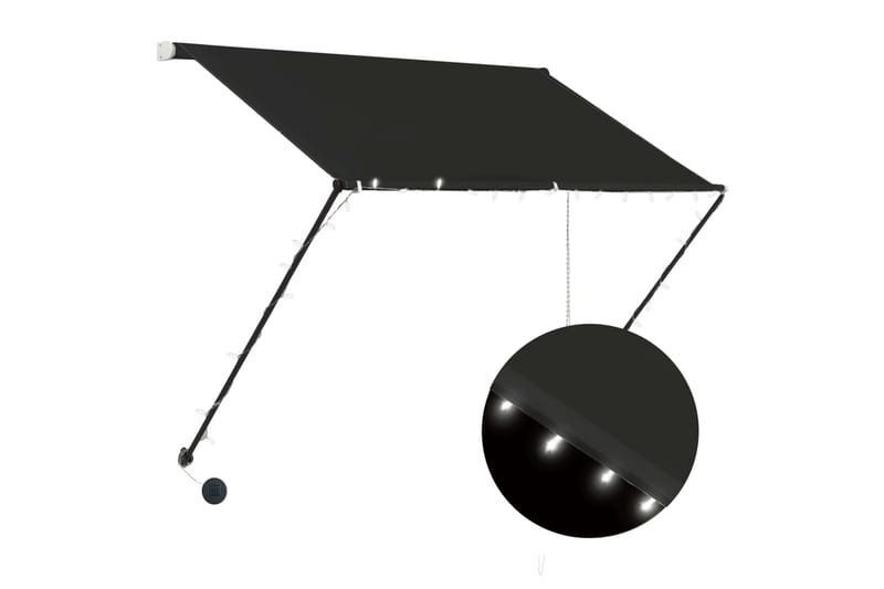 Sisäänkelattava markiisi LEDillä 150x150 cm antrasiitti - Harmaa - Puutarhakalusteet - Aurinkosuoja - Markiisi