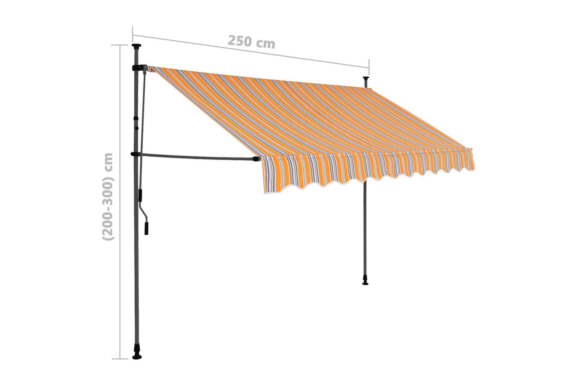 Sisäänkelattava markiisi LEDillä 250 cm keltainen ja sininen - Monivärinen - Puutarhakalusteet - Aurinkosuoja - Markiisi