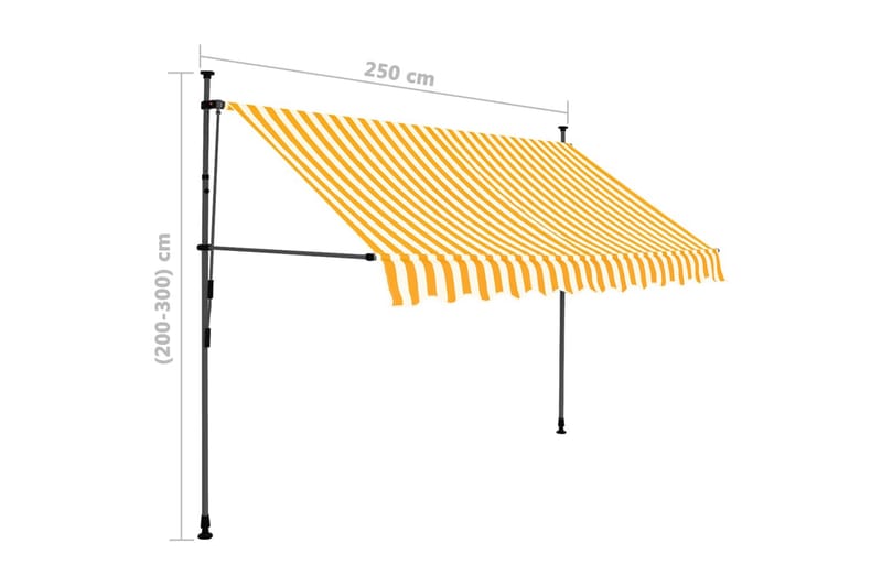 Sisäänkelattava markiisi LEDillä 250 cm valkoinen ja oranssi - Monivärinen - Puutarhakalusteet - Aurinkosuoja - Markiisi
