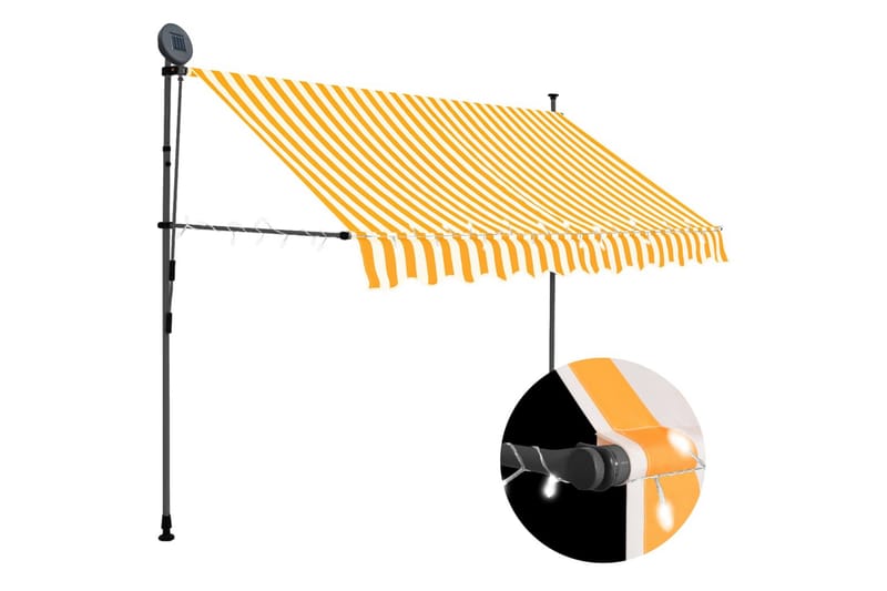 Sisäänkelattava markiisi LEDillä 250 cm valkoinen ja oranssi - Monivärinen - Puutarhakalusteet - Aurinkosuoja - Markiisi