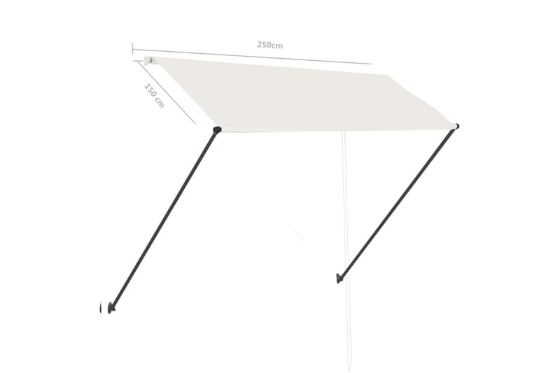Sisäänkelattava markiisi LEDillä 250x150 cm kerma - Kerma - Puutarhakalusteet - Aurinkosuoja - Markiisi