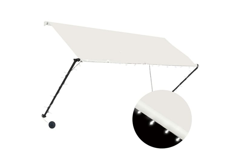 Sisäänkelattava markiisi LEDillä 250x150 cm kerma - Kerma - Puutarhakalusteet - Aurinkosuoja - Markiisi