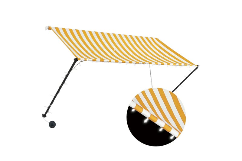 Sisäänkelattava markiisi LEDillä 250x150cm - Keltainen - Puutarhakalusteet - Aurinkosuoja - Markiisi