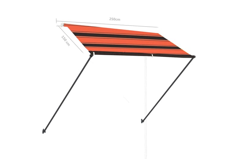 Sisäänkelattava markiisi LEDillä 250x150cm oranssi ja ruskea - Monivärinen - Puutarhakalusteet - Aurinkosuoja - Markiisi