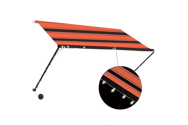 Sisäänkelattava markiisi LEDillä 250x150cm oranssi ja ruskea - Monivärinen - Puutarhakalusteet - Aurinkosuoja - Markiisi