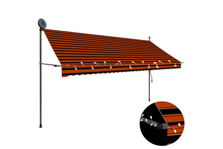 Sisäänkelattava markiisi LEDillä 350 cm oranssi ja ruskea - Monivärinen - Terassimarkiisi - Markiisi
 - Parvekemarkiisi - Ikkunatarvikkeet