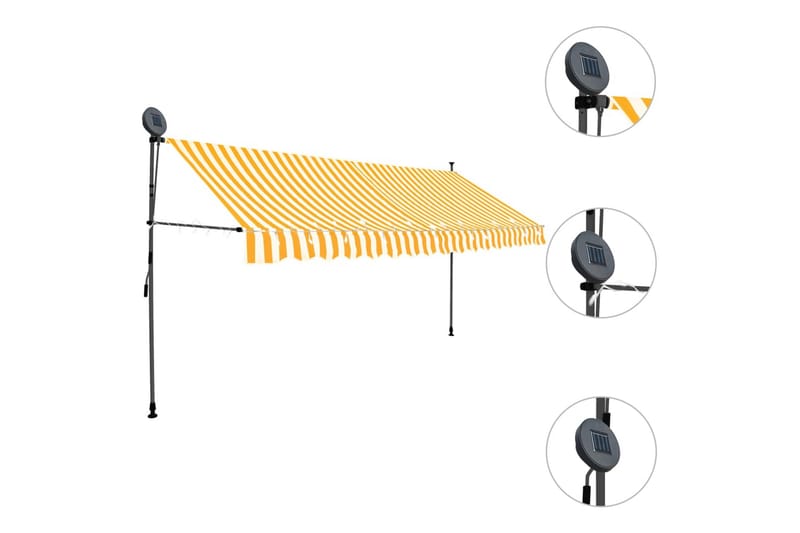 Sisäänkelattava markiisi LEDillä 350 cm valkoinen ja oranssi - Monivärinen - Puutarhakalusteet - Aurinkosuoja - Markiisi
 - Terassimarkiisi