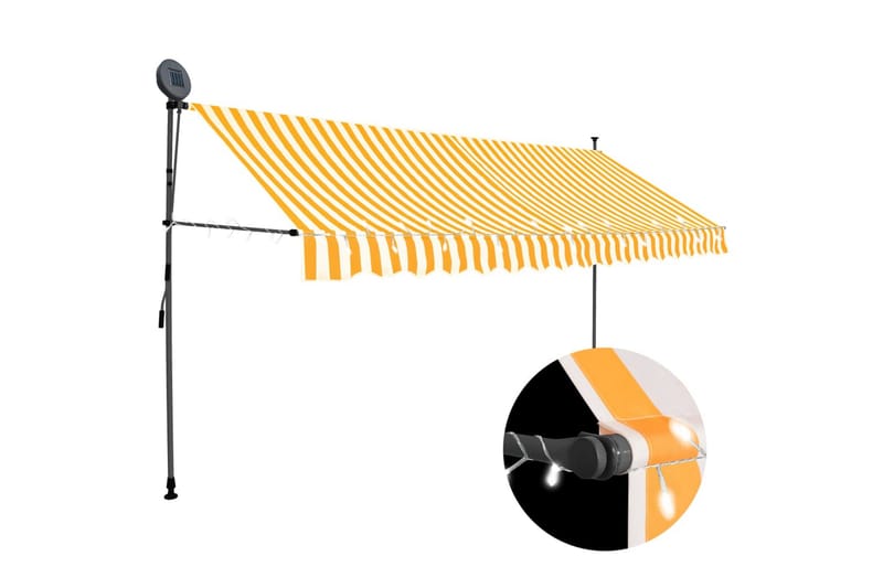 Sisäänkelattava markiisi LEDillä 350 cm valkoinen ja oranssi - Monivärinen - Puutarhakalusteet - Aurinkosuoja - Markiisi
 - Terassimarkiisi