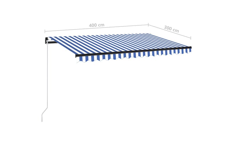 Sisäänkelattava markiisi LEDillä 400x300cm sininen/valkoinen - Puutarhakalusteet - Aurinkosuoja - Markiisi
 - Terassimarkiisi