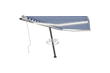 Sisäänkelattava markiisi LEDillä 400x350 cm sinivalkoinen - Sininen - Puutarhakalusteet - Aurinkosuoja - Markiisi
 - Terassimarkiisi