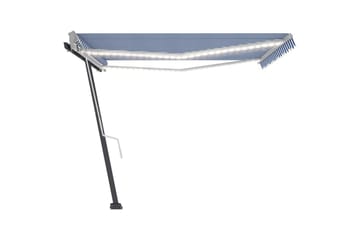 Sisäänkelattava markiisi LEDillä 400x350 cm sinivalkoinen - Sininen - Puutarhakalusteet - Aurinkosuoja - Markiisi
 - Terassimarkiisi