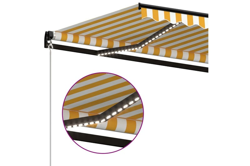 Sisäänkelattava markiisi LEDillä 450x300cm keltavalkoinen - Puutarhakalusteet - Aurinkosuoja - Markiisi
 - Terassimarkiisi