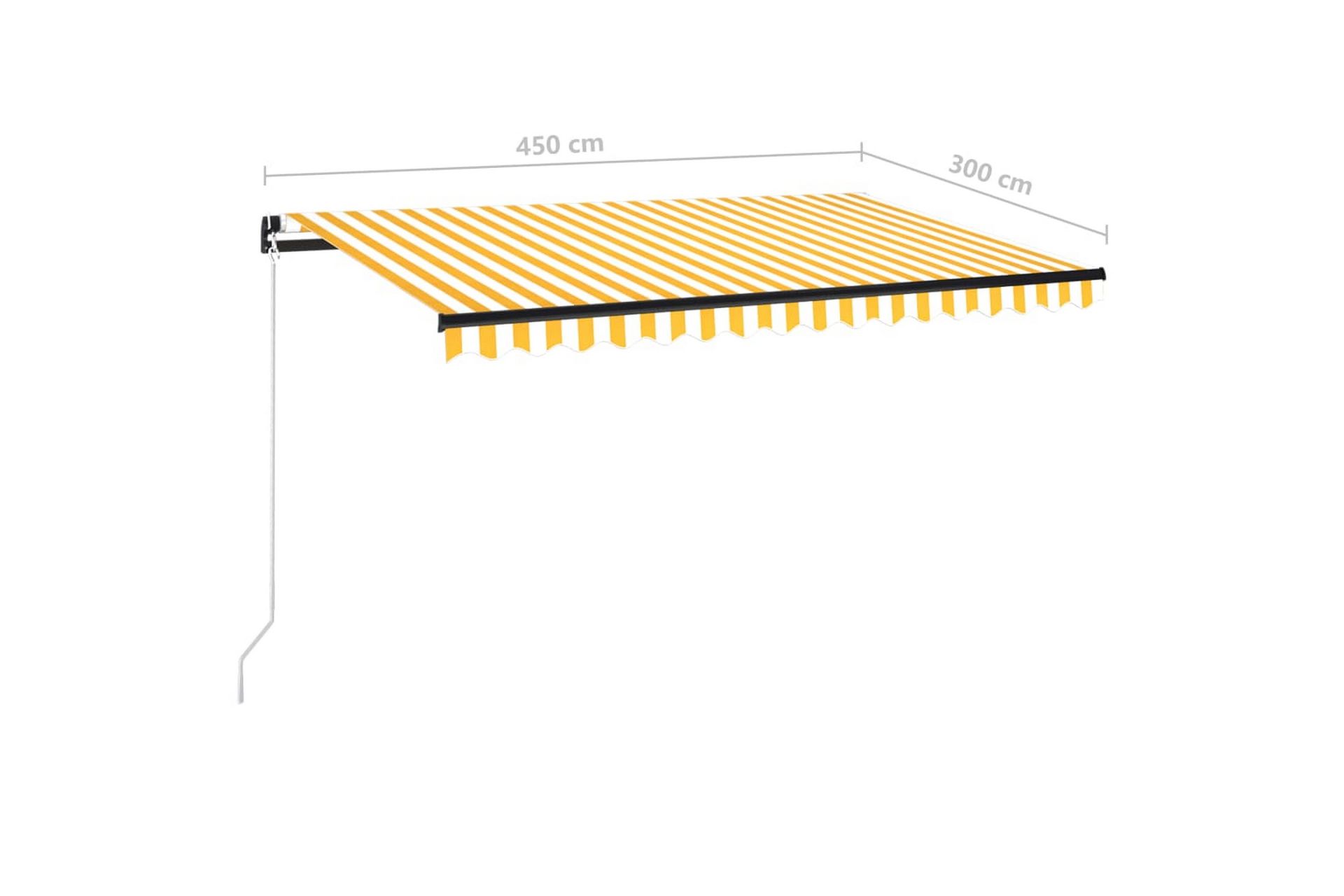Sisäänkelattava markiisi LEDillä 450x300cm keltavalkoinen - Puutarhakalusteet - Aurinkosuoja - Markiisi
 - Terassimarkiisi