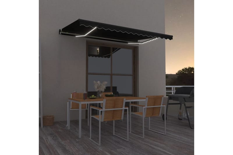 Sisäänkelattava markiisi LEDillä 450x350 cm antrasiitti - Puutarhakalusteet - Aurinkosuoja - Markiisi
 - Terassimarkiisi