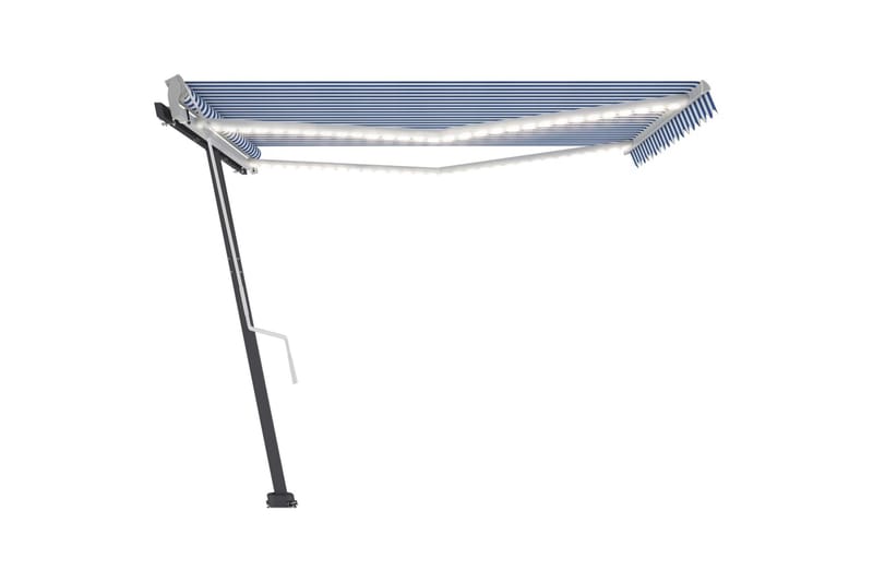 Sisäänkelattava markiisi LEDillä 450x350 cm sinivalkoinen - Sininen - Puutarhakalusteet - Aurinkosuoja - Markiisi
 - Terassimarkiisi