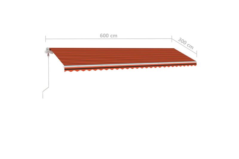 Sisäänkelattava markiisi LED/tuulisens. 600x300cm - Oranssi - Puutarhakalusteet - Aurinkosuoja - Markiisi
 - Terassimarkiisi