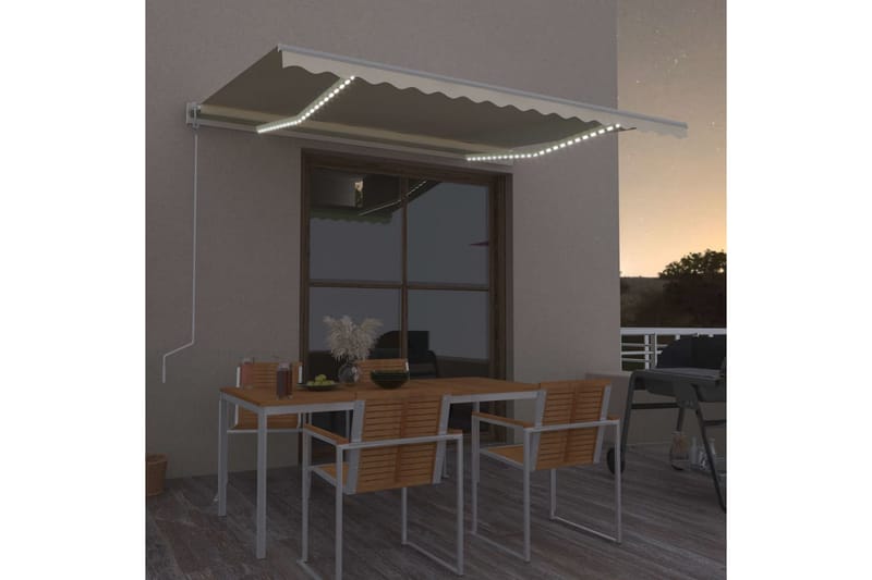 Sisäänkelattava markiisi LED/tuulisensori 400x300cm kerma - Puutarhakalusteet - Aurinkosuoja - Markiisi
 - Terassimarkiisi