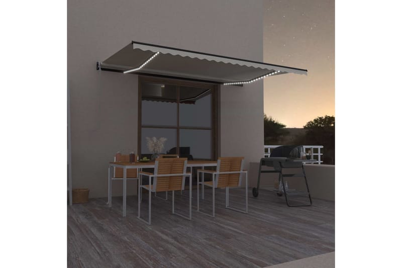 Sisäänkelattava markiisi LED/tuulisensori 500x300 cm kerma - Puutarhakalusteet - Aurinkosuoja - Markiisi
 - Terassimarkiisi