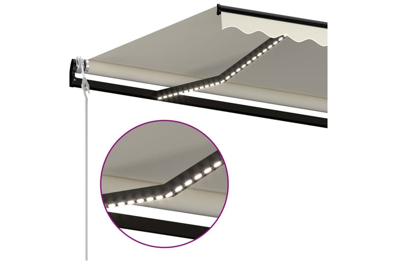 Sisäänkelattava markiisi LED/tuulisensori 500x300 cm kerma - Puutarhakalusteet - Aurinkosuoja - Markiisi
 - Terassimarkiisi