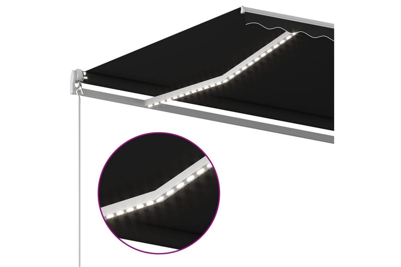 Sisäänkelattava markiisi LED/tuulisensori 6x3,5 m - Antrasiitti - Puutarhakalusteet - Aurinkosuoja - Markiisi
 - Terassimarkiisi
