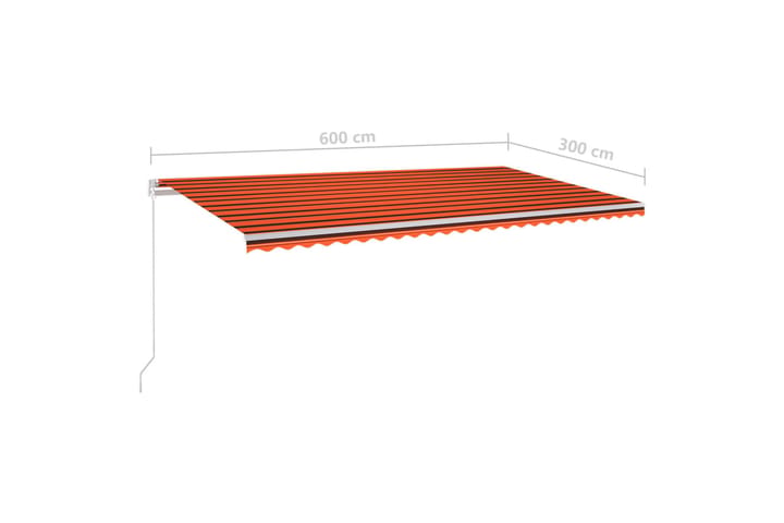 Sisäänkelattava markiisi LED/tuulisensori 6x3 m - Oranssi - Terassimarkiisi - Markiisi
 - Parvekemarkiisi - Ikkunatarvikkeet