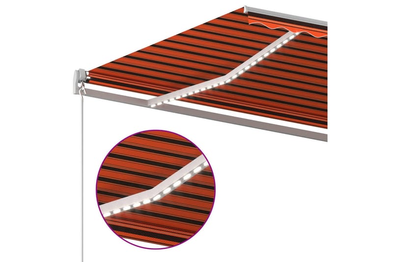 Sisäänkelattava markiisi LED/tuulisensori 6x3 m oranssiruske - Terassimarkiisi - Markiisi
 - Parvekemarkiisi - Ikkunatarvikkeet