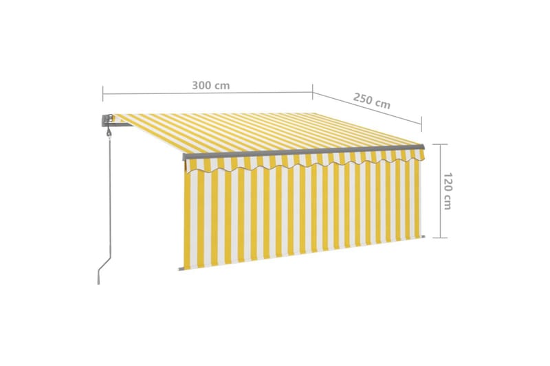 Sisäänkelattava markiisi verho/LED/tuulisens 3x2,5 m - Keltainen - Puutarhakalusteet - Aurinkosuoja - Markiisi