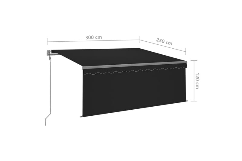 Sisäänkelattava markiisi verho/LED/tuulisens 3x2,5m - Antrasiitti - Puutarhakalusteet - Aurinkosuoja - Markiisi