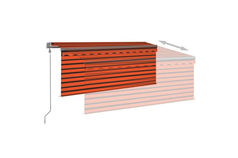 Sisäänkelattava markiisi verho/LED/tuulisens 3x2,5m - Oranssi - Puutarhakalusteet - Aurinkosuoja - Markiisi