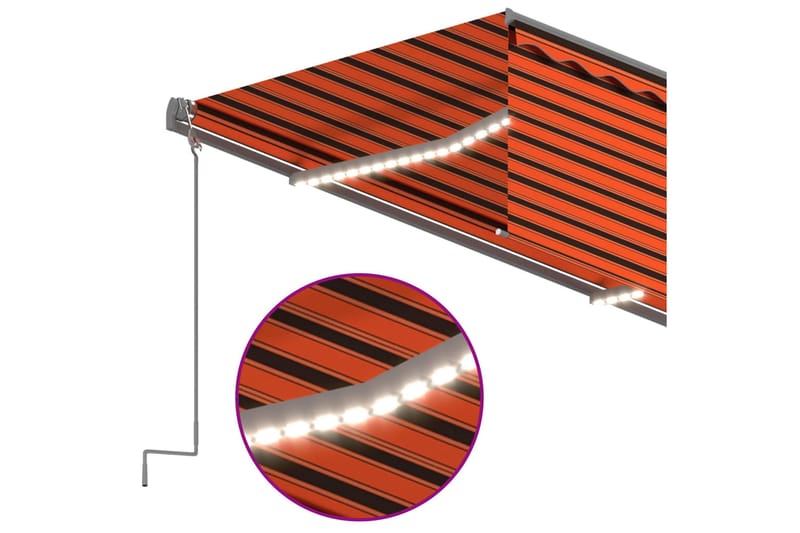 Sisäänkelattava markiisi verho/LED/tuulisens 3x2,5m - Oranssi - Puutarhakalusteet - Aurinkosuoja - Markiisi