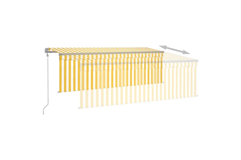 Sisäänkelattava markiisi verho/LED/tuulisens. 4x3 m - Keltainen - Puutarhakalusteet - Aurinkosuoja - Markiisi