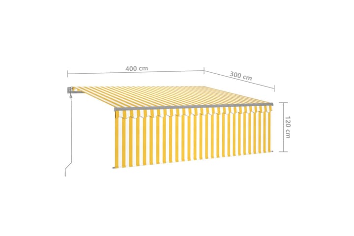 Sisäänkelattava markiisi verho/LED/tuulisens. 4x3 m - Keltainen - Markiisi
 - Ikkunamarkiisi - Ikkunatarvikkeet