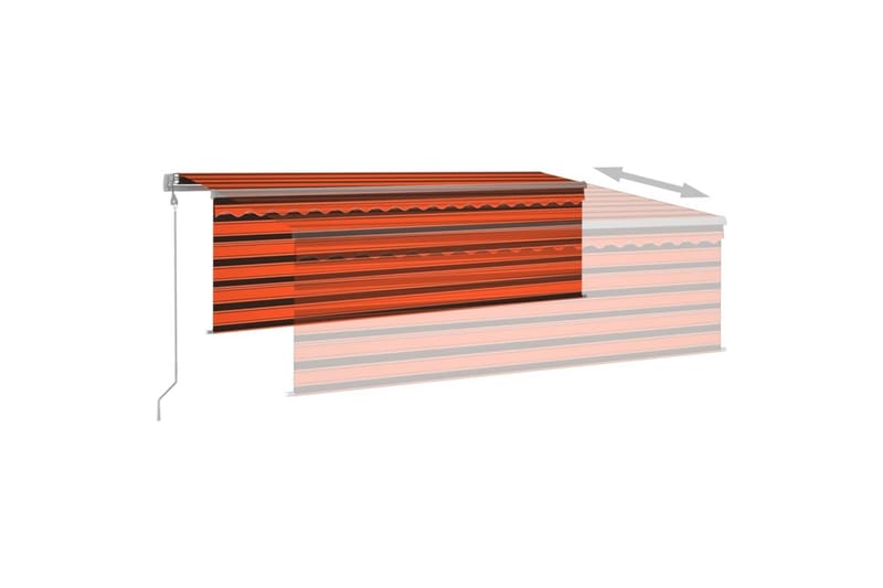 Sisäänkelattava markiisi verho/LED/tuulisens 4x3 m - Oranssi - Puutarhakalusteet - Aurinkosuoja - Markiisi