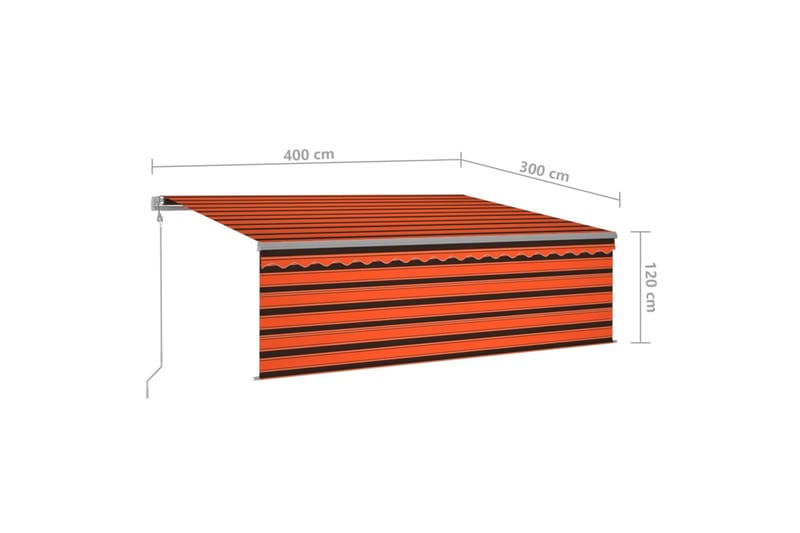 Sisäänkelattava markiisi verho/LED/tuulisens 4x3 m - Oranssi - Puutarhakalusteet - Aurinkosuoja - Markiisi