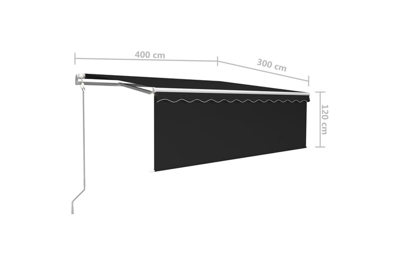 Sisäänkelattava markiisi verho/LED/tuulisens 4x3 m - Puutarhakalusteet - Aurinkosuoja - Markiisi
